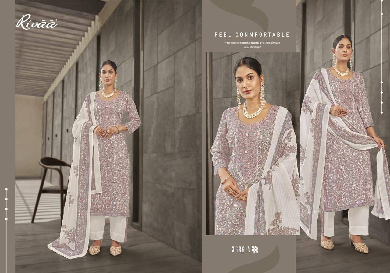 SUPRITA By RIVAA 3685 A TO 3688 B Beautiful Festive Suits Stylish Colorful Fancy Casual Wear & Ethnic Wear Jaam Satin Dresses At Wholesale Price